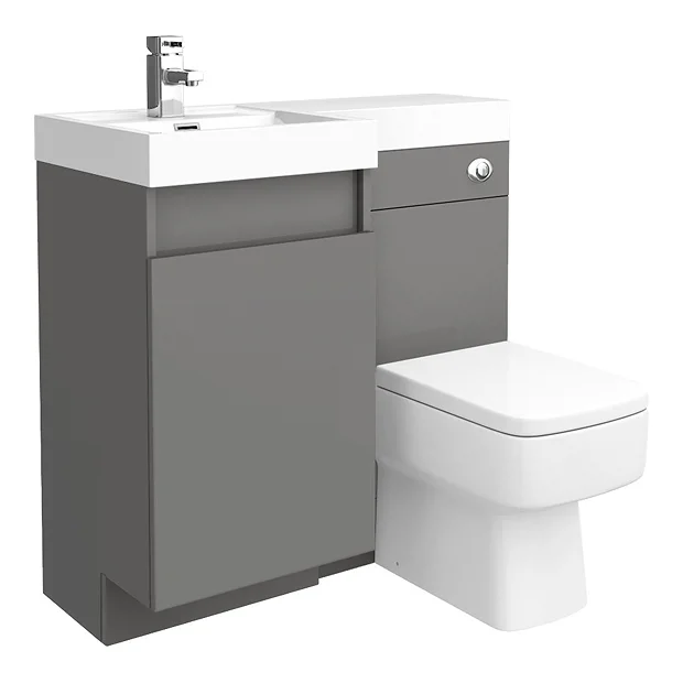 Arezzo 900mm Gloss Grey Combination Bathroom Suite Unit (inc. Cistern + Square Toilet) 5 Arezzo 900mm Gloss Grey Combination Bathroom Suite Unit (inc. Cistern + Square Toilet) - Image 4