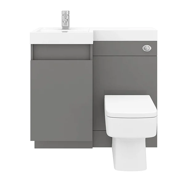 Arezzo 900mm Gloss Grey Combination Bathroom Suite Unit (inc. Cistern + Square Toilet) 2 Arezzo 900mm Gloss Grey Combination Bathroom Suite Unit (inc. Cistern + Square Toilet)