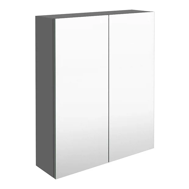 Arezzo 600 Matt Grey 2-Door Mirror Cabinet 4 Arezzo 600 Matt Grey 2-Door Mirror Cabinet - Image 2