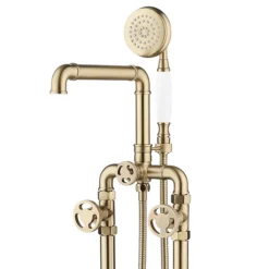 Arezzo Brushed Brass Industrial Style Freestanding Bath Shower Mixer Tap 13 Arezzo Brushed Brass Industrial Style Freestanding Bath Shower Mixer Tap -Ideal Standard Store azisbb05 n d5
