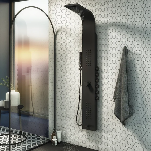 Arezzo Shower Tower Panel - Matt Black (Thermostatic) 4 Arezzo Shower Tower Panel - Matt Black (Thermostatic) - Image 2