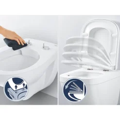 Grohe Essence Rimless Close Coupled Toilet With Soft Close Seat (Bottom Inlet) + FREE TOILET ROLL HOLDER -Ideal Standard Store bauccwc1 d3