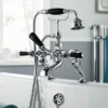 Hudson Reed Topaz Black Lever Deck Mounted Bath Shower Mixer Tap + Shower Kit -Ideal Standard Store bc404dldm d1