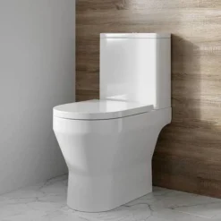 Britton Curve2 Rimless Close Coupled Open Back Toilet With Matt Black Flush Button + Soft Close Seat -Ideal Standard Store c2ccwc d1 460