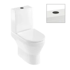 Britton Curve2 Rimless Close Coupled Open Back Toilet With Matt Black Flush Button + Soft Close Seat -Ideal Standard Store c2scopmb l
