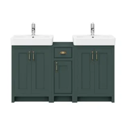 Chatsworth Traditional Green Double Basin Vanity + Cupboard Combination Unit -Ideal Standard Store cgrn142pk d2