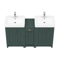 Chatsworth Traditional Green Double Basin Vanity + Cupboard Combination Unit -Ideal Standard Store cgrn142pk d4
