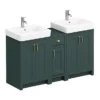 Chatsworth Traditional Green Double Basin Vanity + Cupboard Combination Unit -Ideal Standard Store cgrn142pk n d1