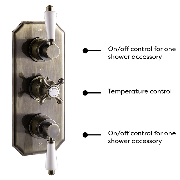 Chatsworth 1928 Antique Brass Traditional Shower With Concealed Valve, 8" Head + Handset 5 Chatsworth 1928 Antique Brass Traditional Shower With Concealed Valve, 8" Head + Handset - Image 3