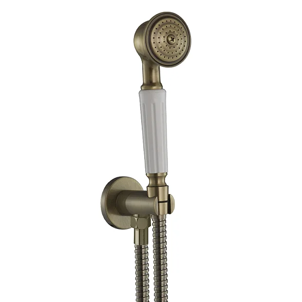 Chatsworth 1928 Antique Brass Traditional Shower With Concealed Valve, 8" Head + Handset 8 Chatsworth 1928 Antique Brass Traditional Shower With Concealed Valve, 8" Head + Handset - Image 6