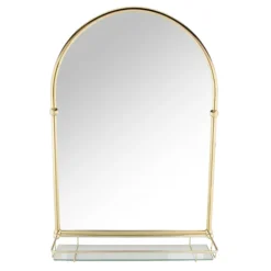 Chatsworth Traditional 700 X 490mm Arched Mirror With Glass Shelf - Brushed Brass -Ideal Standard Store chtbbms d3