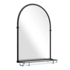 Chatsworth Traditional 700 X 490mm Arched Mirror With Glass Shelf - Matt Black -Ideal Standard Store chtmbms detail04