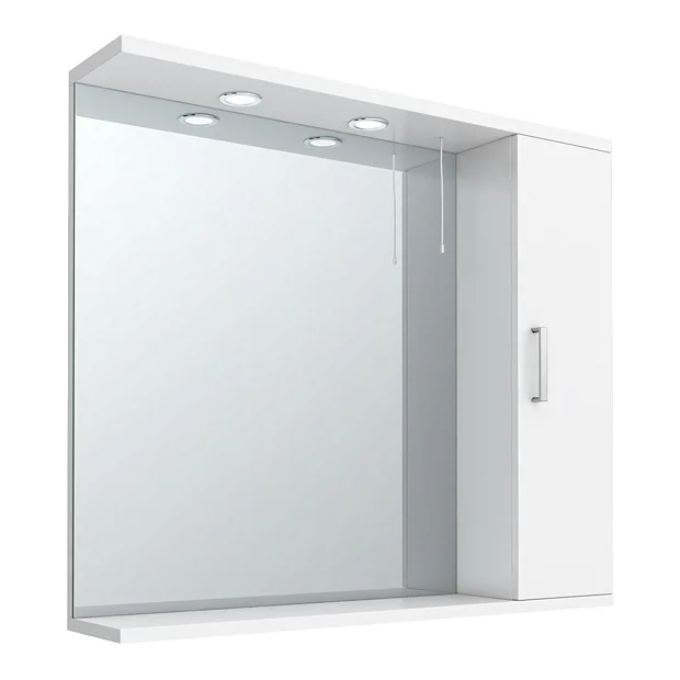 Cove White Illuminated Mirror Cabinet (850mm Wide) 4 Cove White Illuminated Mirror Cabinet (850mm Wide) - Image 2
