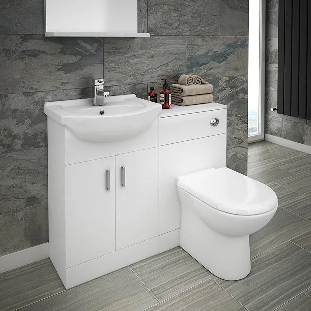 Cove 1050mm Vanity Unit Cloakroom Suite (Gloss White - Depth 300mm) 7 Cove 1050mm Vanity Unit Cloakroom Suite (Gloss White - Depth 300mm) - Image 5
