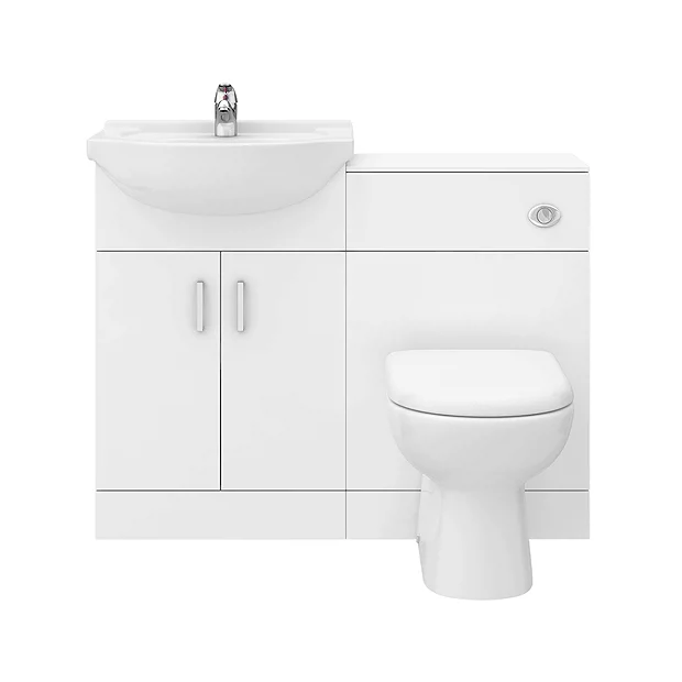 Cove 1050mm Vanity Unit Cloakroom Suite (Gloss White - Depth 300mm) 3 Cove 1050mm Vanity Unit Cloakroom Suite (Gloss White - Depth 300mm)