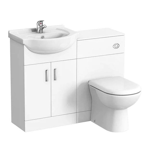Cove 1050mm Vanity Unit Cloakroom Suite (Gloss White - Depth 300mm) 4 Cove 1050mm Vanity Unit Cloakroom Suite (Gloss White - Depth 300mm) - Image 2