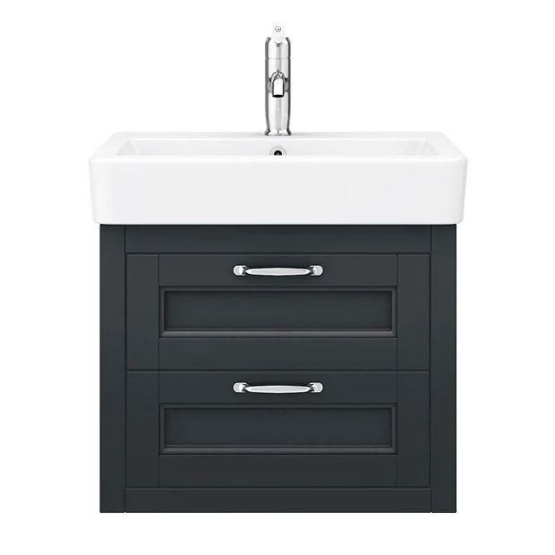 Chatsworth Traditional Graphite 560mm 2 Drawer Wall Hung Vanity 8 Chatsworth Traditional Graphite 560mm 2 Drawer Wall Hung Vanity - Image 6