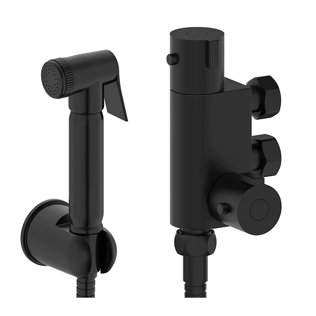 Arezzo Round Douche Thermostatic Bar Valve With Shower Spray Kit Matt Black 5 Arezzo Round Douche Thermostatic Bar Valve With Shower Spray Kit Matt Black - Image 3