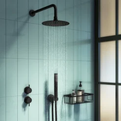Arezzo Matt Black Concealed Individual Diverter + Thermostatic Control Shower Valve -Ideal Standard Store egaz39abnd1