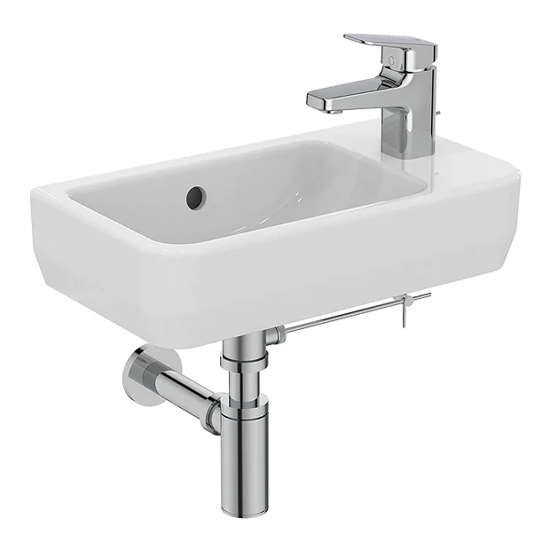 Ideal Standard I.Life S 450mm Wall Hung Right Hand 1TH Washbasin + Chrome Bottle Trap 4 Ideal Standard I.Life S 450mm Wall Hung Right Hand 1TH Washbasin + Chrome Bottle Trap - Image 2