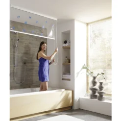 Kleine Wolke - Vinyl White Stripe Shower Roller Blind W1340 X H2400mm (Parts A+B) -Ideal Standard Store kleinewolkevinylmilkyshowerrollerblindd1