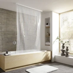 Kleine Wolke - Vinyl White Stripe Shower Roller Blind W1340 X H2400mm (Parts A+B) -Ideal Standard Store kleinewolkevinylwhitestripeshowerrollerblindw1340xh2400mml