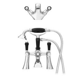 Lancaster Black Traditional Tap Package (Bath + Basin Tap) -Ideal Standard Store lancbpk n d3