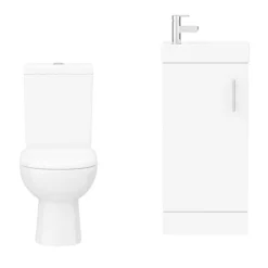 Milan Minimalist Compact Floor Standing Vanity Unit + Knedlington Close Coupled Toilet -Ideal Standard Store mcfsvkcct n d4