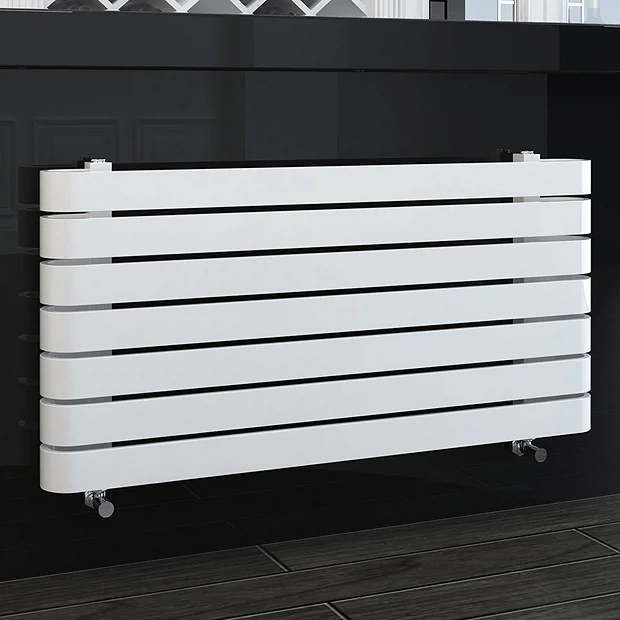 Milan Curved White 1000 X 500 Horizontal Designer Flat Panel Heated Towel Rail 4 Milan Curved White 1000 X 500 Horizontal Designer Flat Panel Heated Towel Rail - Image 2