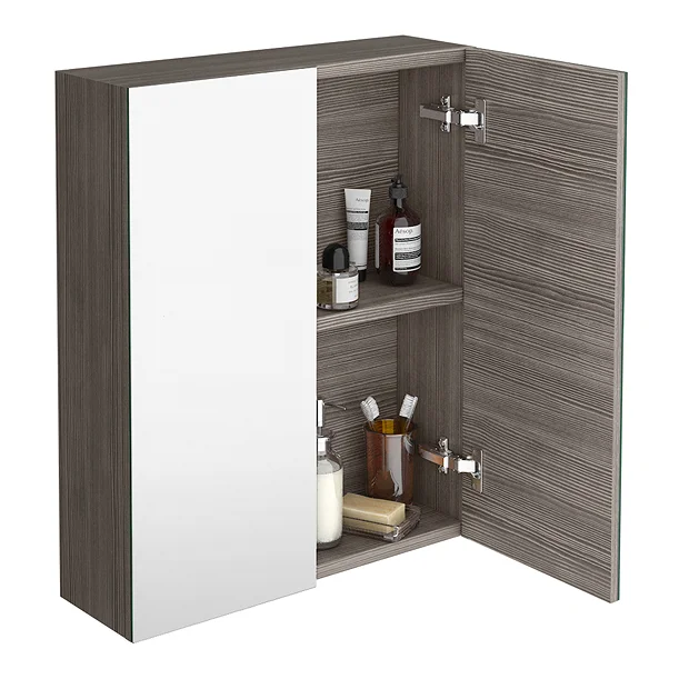 Brooklyn 600mm Grey Avola Bathroom Mirror Cabinet - 2 Door 6 Brooklyn 600mm Grey Avola Bathroom Mirror Cabinet - 2 Door - Image 5