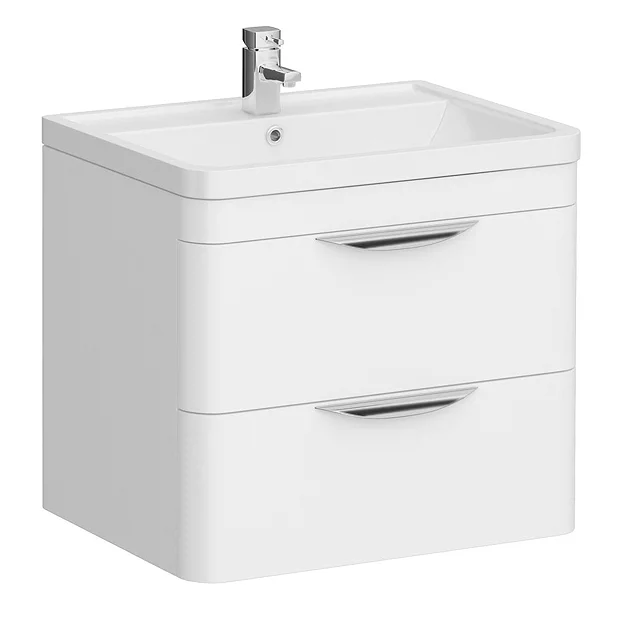 Monza Gloss White Wall Hung Sink Vanity Unit + Square Toilet Package 5 Monza Gloss White Wall Hung Sink Vanity Unit + Square Toilet Package - Image 3