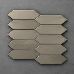 Otsu Elongated Hexagon Mosaic Tile Sheet Gloss Grey - 324 X 292mm