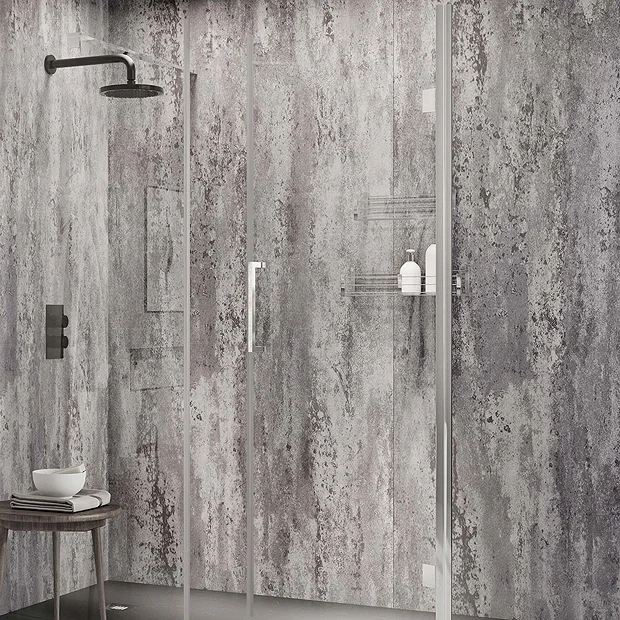 Orion Silver Retro Metallic Shower Wall Panel - 2400 X 1000mm 4 Orion Silver Retro Metallic Shower Wall Panel - 2400 X 1000mm - Image 2