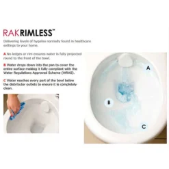 RAK Metropolitan Rimless Close Coupled Toilet + Soft Close Seat -Ideal Standard Store rstbtwpansc d1