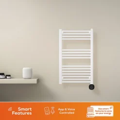 TCP Smart 500W Black 800 X 500mm Wi-Fi Energy Saving Electric Only Towel Radiator -Ideal Standard Store smatowrad80500w d2