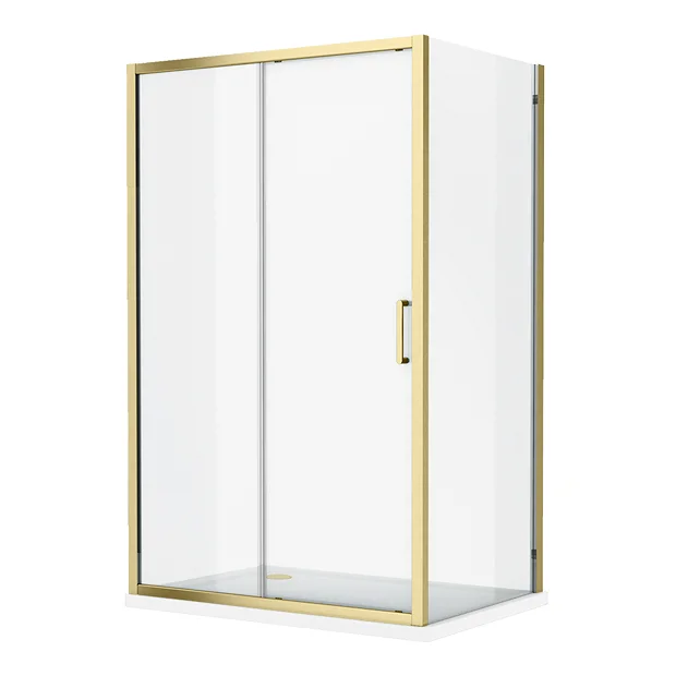 Toreno Brushed Brass 1100 X 900mm Sliding Door Shower Enclosure Without Tray 5 Toreno Brushed Brass 1100 X 900mm Sliding Door Shower Enclosure Without Tray - Image 3