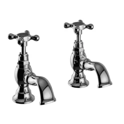 Heritage Trinity Basin Pillar Taps - Chrome