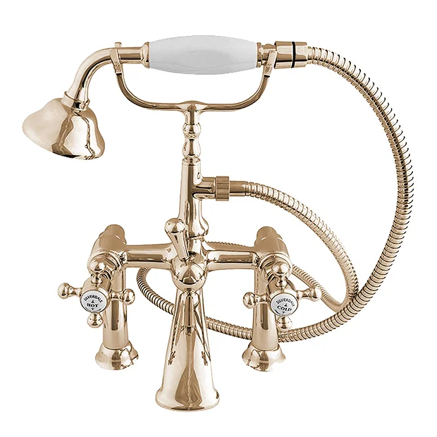 Silverdale Victorian Bath Shower Mixer Taps Gold 3 Silverdale Victorian Bath Shower Mixer Taps Gold