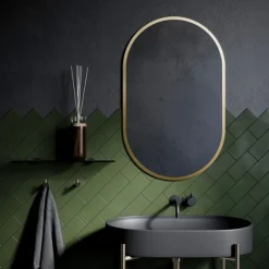 Arezzo Brushed Brass 500 X 800mm Capsule Mirror -Ideal Standard Store ven5080bb d1