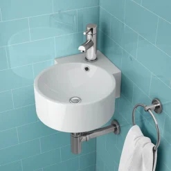 Othello Round Wall Hung Corner Basin 1TH - 310 X 440mm -Ideal Standard Store ves035 n d1
