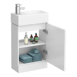 Cubix High Gloss White Vanity Unit Inc Ceramic Basin W480 X D230mm -Ideal Standard Store vty058 d4