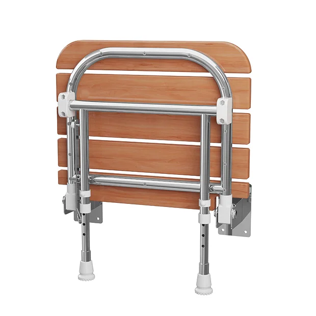 Milton Wood Effect Folding Shower Seat With Legs 3 Milton Wood Effect Folding Shower Seat With Legs